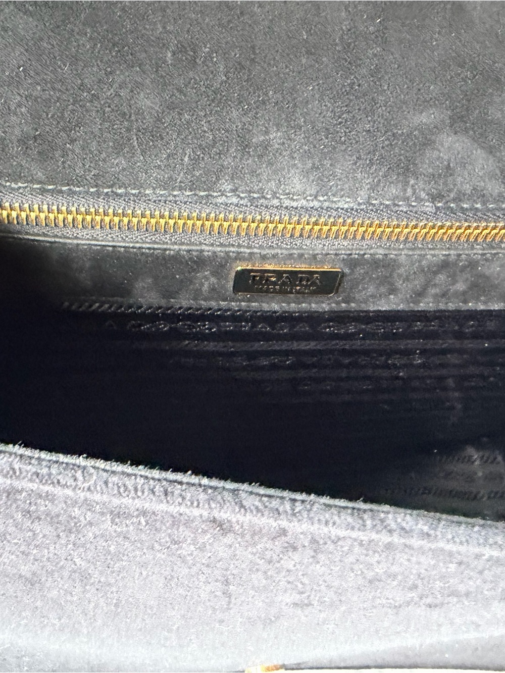 Prada Blue and Black Velvet Shoulder Bag with Abstract Face Motif - Picture 4 of 6